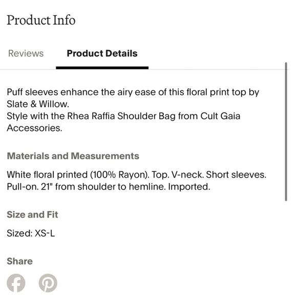 Slate & Willow Women's Floral Tie Peplum Top Small White Multicolored - Picture 16 of 16